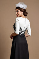 Load image into Gallery viewer, Black and White Satin Long Mother of the Bride Dress with Appliques