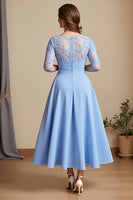 Load image into Gallery viewer, Sky Blue Chiffon A Line Long Mother of the Bride Dress with Lace
