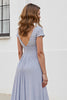 Load image into Gallery viewer, Silver Chiffon A Line Long Mother of the Bride Dress with Appliques