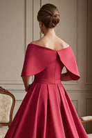 Load image into Gallery viewer, Red Satin A Line Long Mother of the Bride Dress with Bow