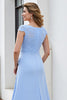 Load image into Gallery viewer, Sky Blue Satin Long Mother of the Bride Dress with Lace