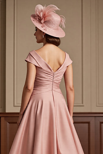 Dusty Rose Satin A Line Midi Mother of the Bride Dress