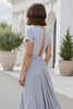 Load image into Gallery viewer, Silver A Line Chiffon V-Neck Long Mother of the Bride Dress