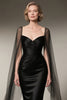Load image into Gallery viewer, Black Satin Mermaid Long Mother of the Bride Dress with Cape