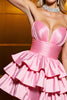 Load image into Gallery viewer, Candy Pink A Line Satin Strapless Short Homecoming Dress