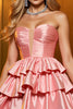 Load image into Gallery viewer, Blush Satin A Line Tiered Short Homecoming Dress