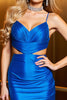 Load image into Gallery viewer, Dark Green Bodycon Satin Spaghetti Straps Short Homecoming Dress