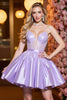 Load image into Gallery viewer, Sparkly Lilac A Line Satin Short Corset Homecoming Dress