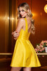 Load image into Gallery viewer, Yellow Satin A Line One Shoulder Short Homecoming Dress with 3D Flowers
