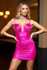 Load image into Gallery viewer, Dark Red Bodycon Satin Spaghetti Straps Short Homecoming Dress