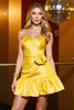 Load image into Gallery viewer, Yellow Satin A Line Short Homecoming Dress with Bow