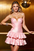 Load image into Gallery viewer, Blush Satin A Line Sweetheart Tiered Short Homecoming Dress