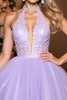 Load image into Gallery viewer, Lilac Tulle A Line Corset Halter Short Homecoming Dress