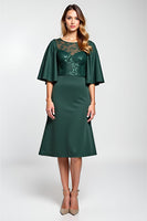 Load image into Gallery viewer, Sparkly Pine Satin Midi Mother of the Bride Dress with Sleeves