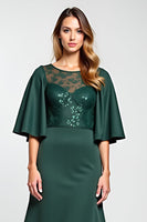 Load image into Gallery viewer, Sparkly Pine Satin Midi Mother of the Bride Dress with Sleeves
