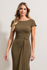 Load image into Gallery viewer, Olive Sheath Ruched Boat Neck Long Mother of the Bride Dress