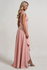 Load image into Gallery viewer, Blush A line V-Neck Asymmetrical Mother of the Bride Dress with Ruffles