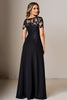 Load image into Gallery viewer, Black Satin Sheath Round Neck Mother of the Bride Dress with Slit