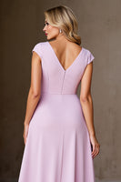 Load image into Gallery viewer, Candy Pink Satin A Line Long Mother of the Bride Dress with Ruffles