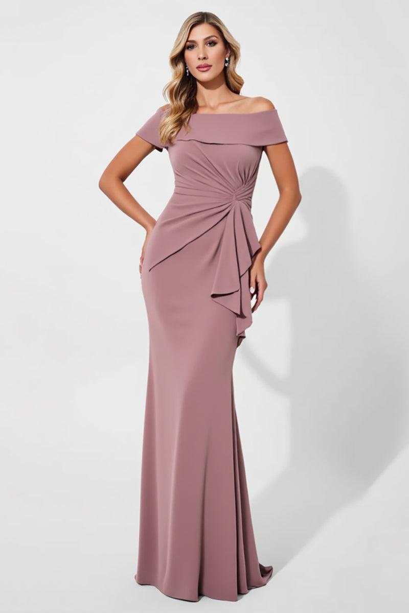 Load image into Gallery viewer, Vintage Mauve Satin Mermaid Mother of the Bride Dress with Ruffles