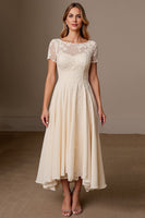 Load image into Gallery viewer, Apricot A Line Chiffon Boat Neck Long Mother of the Bride Dress