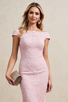 Load image into Gallery viewer, Candy Pink Boat Neck Mermaid Long Mother of Bride Dress