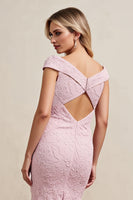 Load image into Gallery viewer, Candy Pink Boat Neck Mermaid Long Mother of Bride Dress