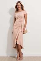 Load image into Gallery viewer, Apricot Sheath Ruched Long Mother of the Bride Dress with Slit