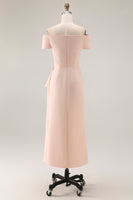 Load image into Gallery viewer, Apricot Sheath Ruched Long Mother of the Bride Dress with Slit