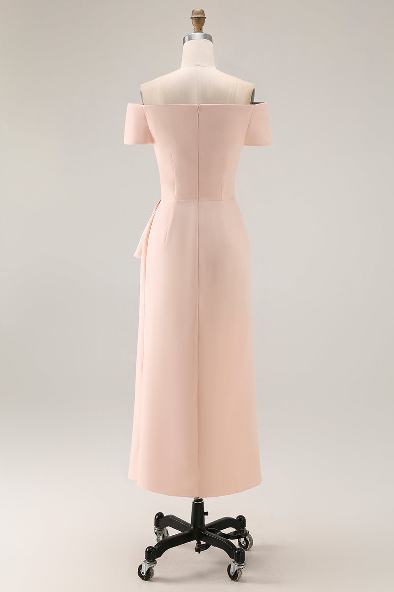 Load image into Gallery viewer, Apricot Sheath Ruched Long Mother of the Bride Dress with Slit