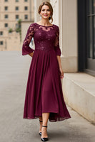 Load image into Gallery viewer, Cabernet A Line Chiffon Boat Neck Long Mother of the Bride Dress