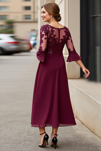Cabernet A Line Chiffon Boat Neck Long Mother of the Bride Dress