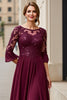 Load image into Gallery viewer, Cabernet A Line Chiffon Boat Neck Long Mother of the Bride Dress