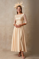 Load image into Gallery viewer, Champagne A Line Boat Neck Long Mother of the Bride Dress