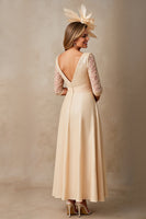 Load image into Gallery viewer, Champagne A Line Boat Neck Long Mother of the Bride Dress