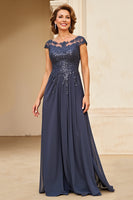 Load image into Gallery viewer, Sparkly Twilight A Line Chiffon Long Mother of the Bride Dress with Appliques