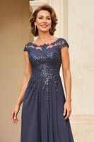 Load image into Gallery viewer, Sparkly Twilight A Line Chiffon Long Mother of the Bride Dress with Appliques