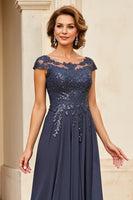 Load image into Gallery viewer, Sparkly Twilight A Line Chiffon Long Mother of the Bride Dress with Appliques