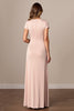 Load image into Gallery viewer, Apricot Sheath V-Neck Ruched Long Mother of the Bride Dress with Slit