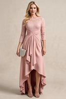 Load image into Gallery viewer, Blush A Line Ruched High-Low Mother of the Bride Dress with Sleeves