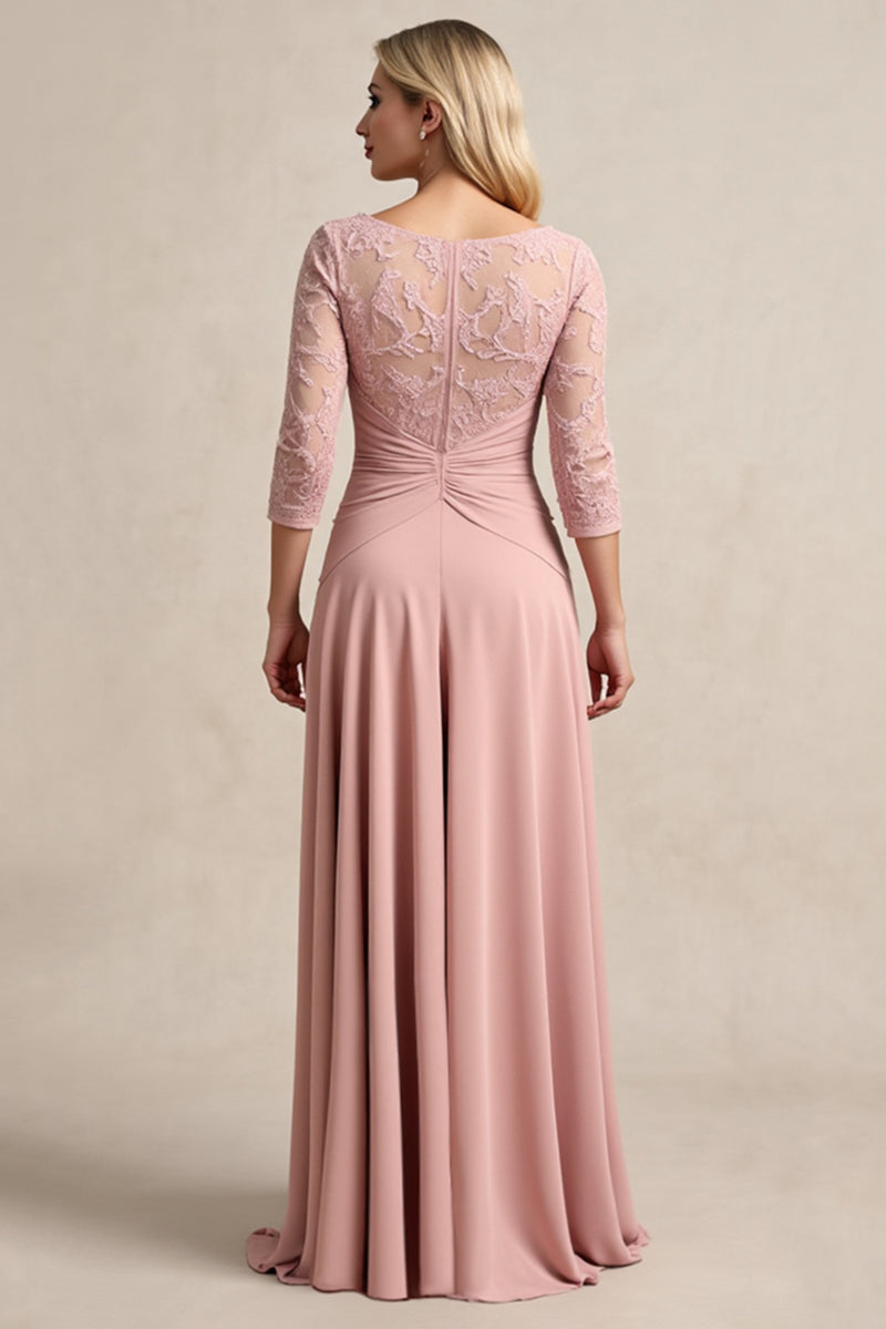 Load image into Gallery viewer, Blush A Line Ruched High-Low Mother of the Bride Dress with Sleeves