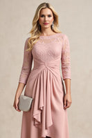 Load image into Gallery viewer, Blush A Line Ruched High-Low Mother of the Bride Dress with Sleeves