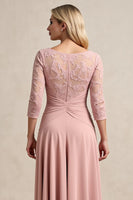 Load image into Gallery viewer, Blush A Line Ruched High-Low Mother of the Bride Dress with Sleeves