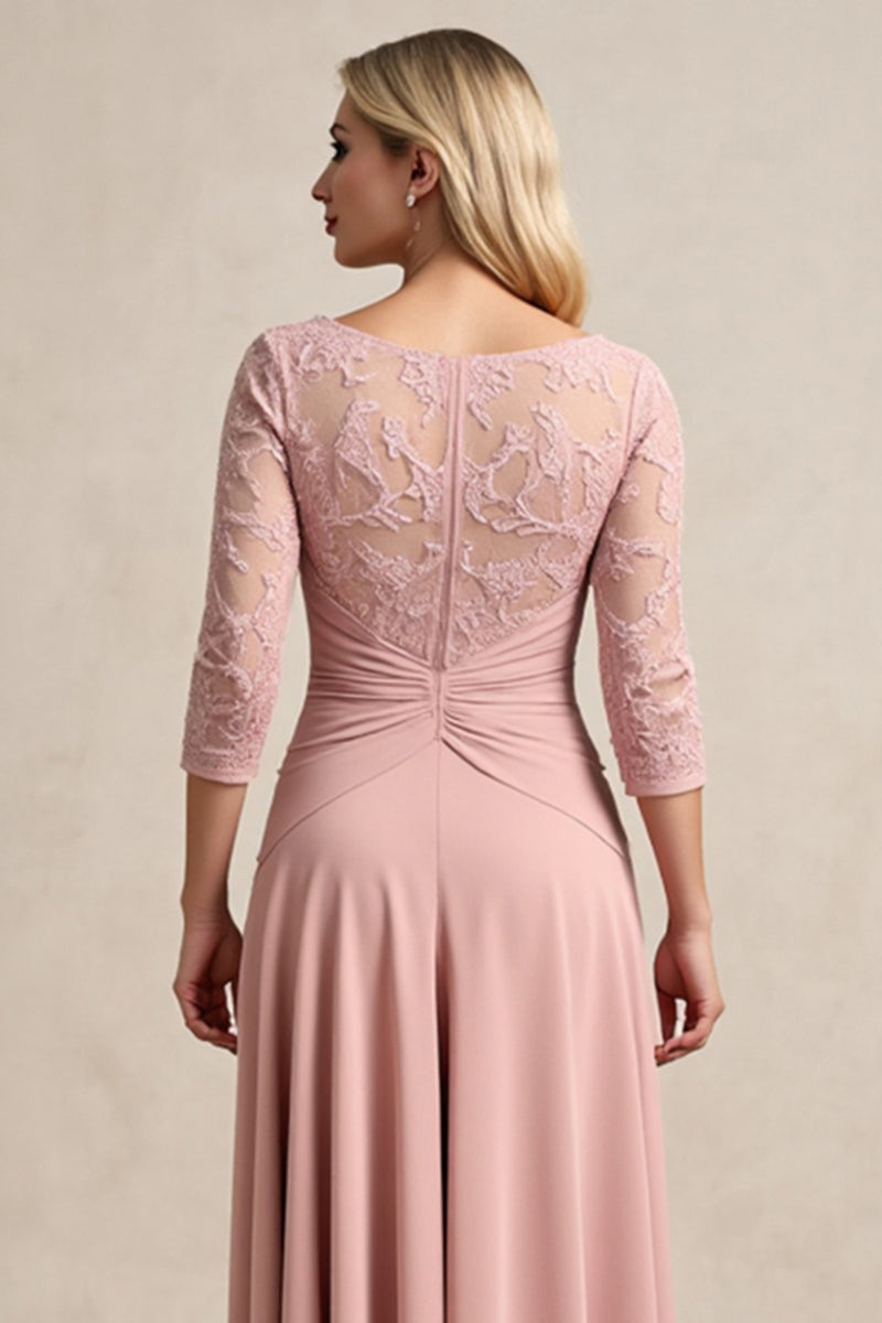 Load image into Gallery viewer, Blush A Line Ruched High-Low Mother of the Bride Dress with Sleeves
