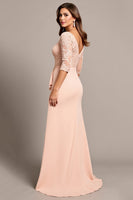 Load image into Gallery viewer, Blush Mermaid Appliqued Long Mother of the Bride Dress with Slit
