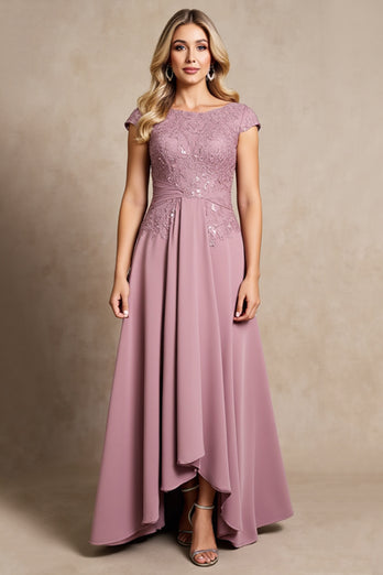 Vintage Mauve A Line Long Mother of Bride Dress with Appliques