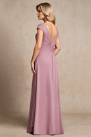 Load image into Gallery viewer, Vintage Mauve A Line Long Mother of Bride Dress with Appliques