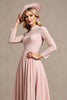 Load image into Gallery viewer, Candy Pink A Line Keyhole Long Sleeves Mother of Bride Dress with Lace