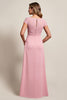 Load image into Gallery viewer, Blush Sheath Boat Neck Ruffled Long Mother of Bride Dress