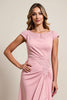 Load image into Gallery viewer, Blush Sheath Boat Neck Ruffled Long Mother of Bride Dress